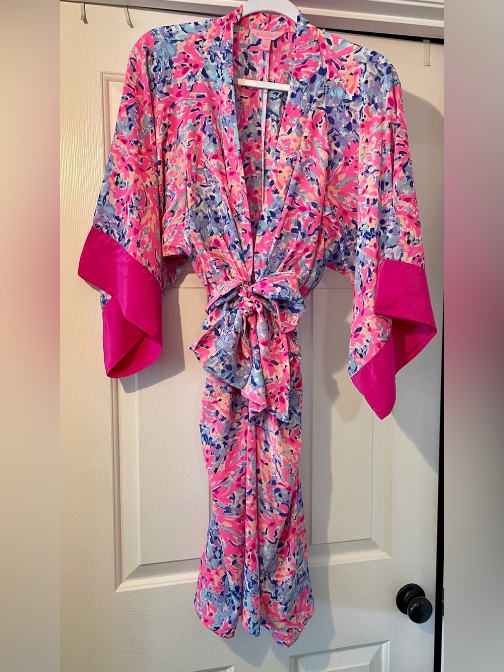 Size Large Lilly Pulitzer Kimora Silk Kimono Dress in Coco Coral Crab